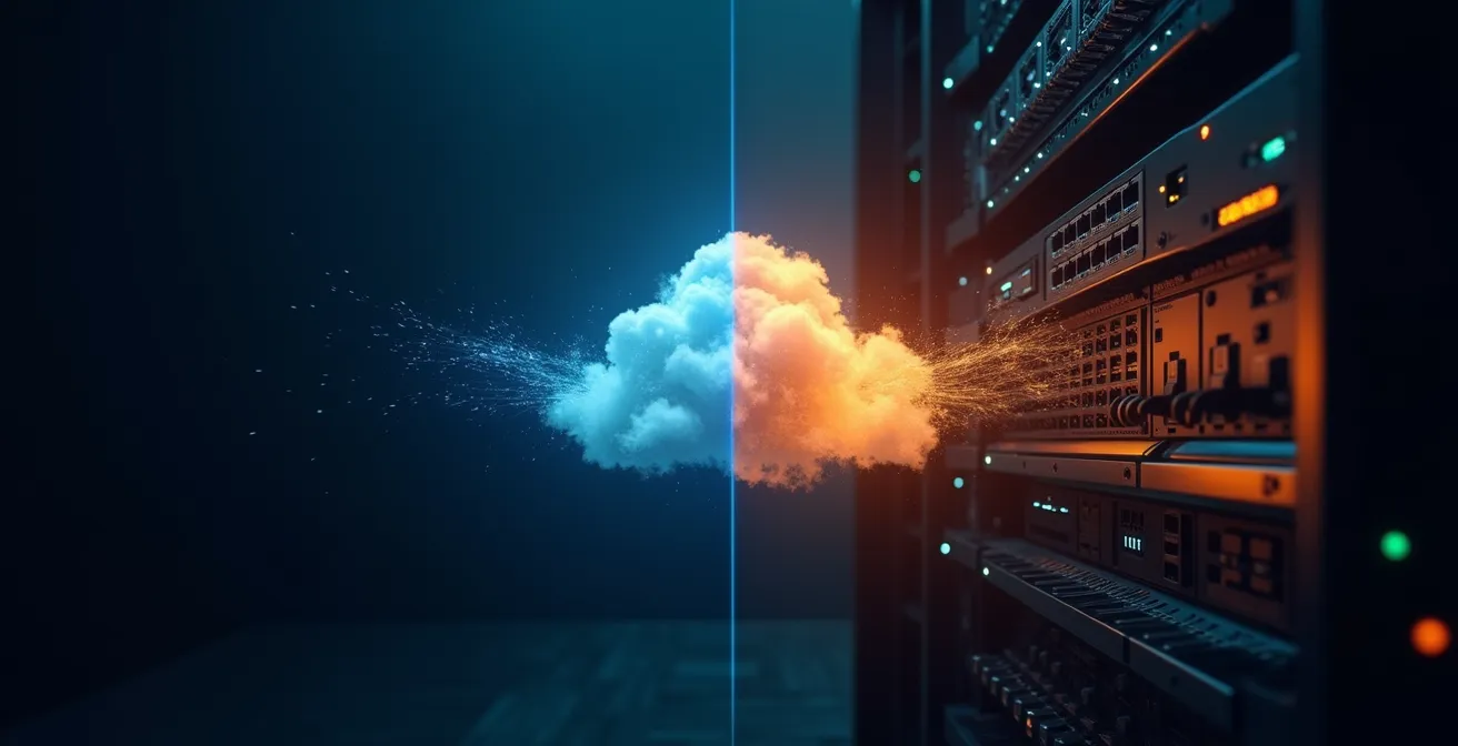 Vergleichsdarstellung zwischen Cloud-basierter und lokaler Zutrittskontrolle in Schweizer Unternehmen