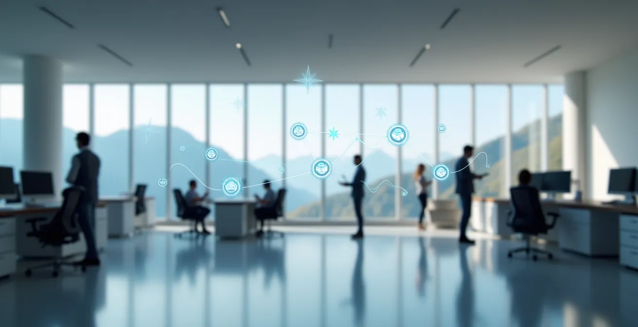 Visueller Workflow eines automatisierten Zugriffsrechte-Review-Prozesses mit vier Stationen