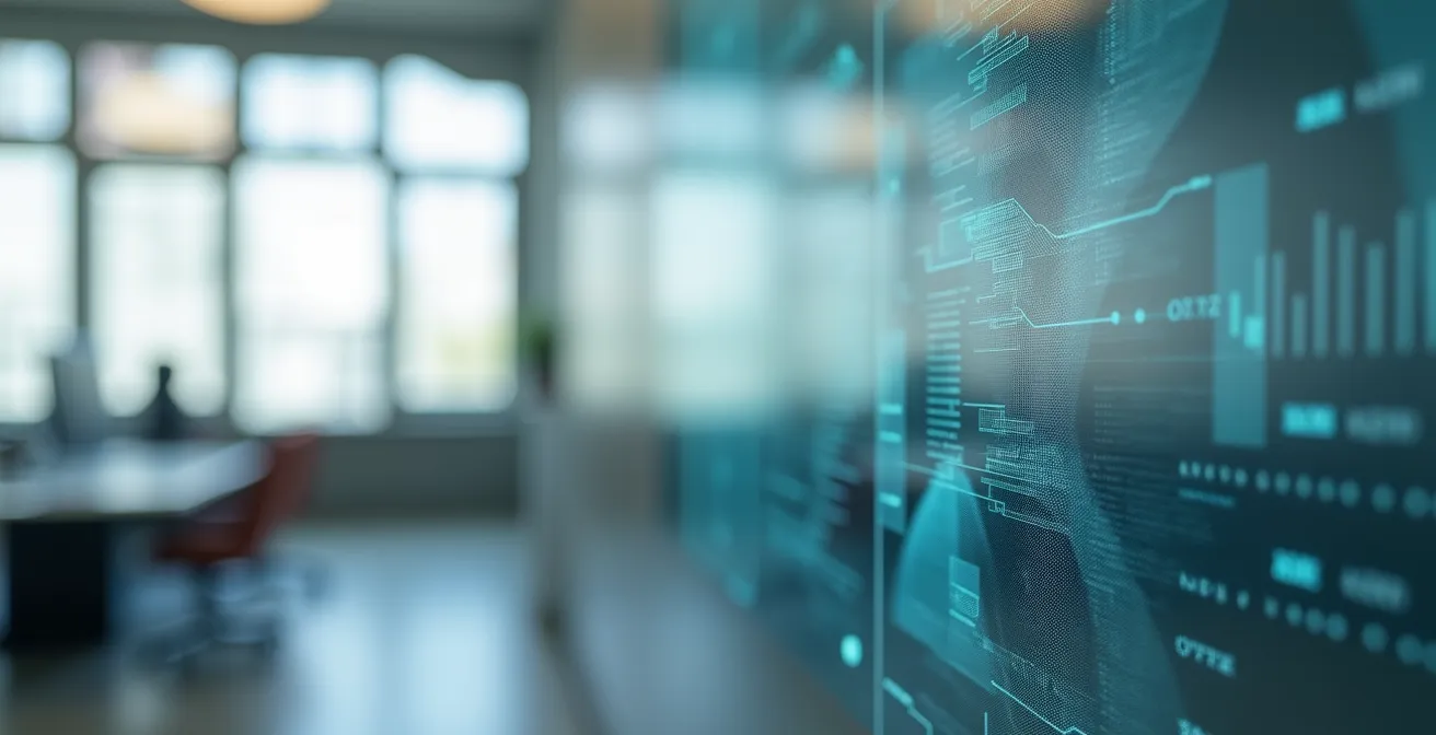 Professionelles Hinweisschild für Videoüberwachung mit QR-Code in Schweizer Büroumgebung