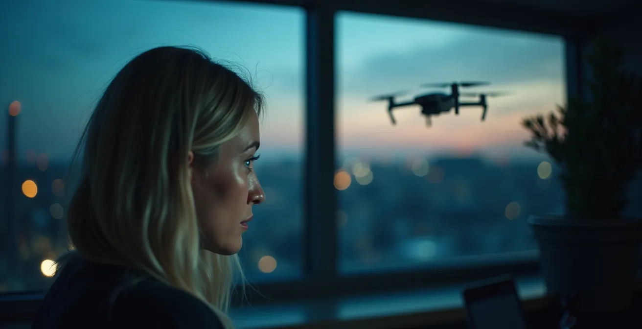 Autonome Drohne überfliegt grosses Logistikzentrum in der Schweiz aus der Vogelperspektive