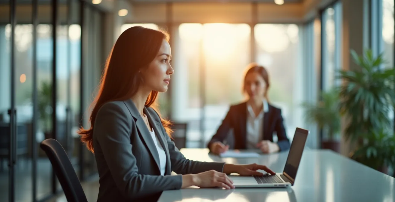 Modernes Bankfoyer mit natürlichen Distanzzonen und optimierten Sichtlinien für Personalsicherheit