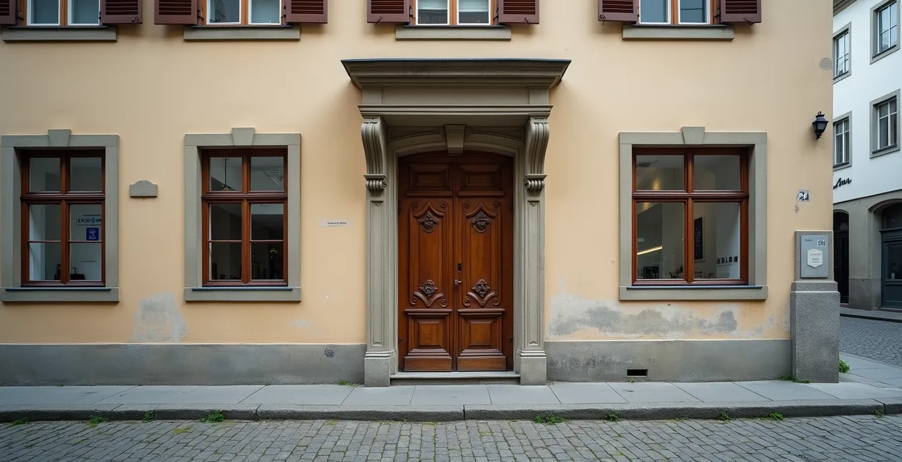 Historische Tür in Zürcher Altstadt mit unsichtbarer Sicherheitsverstärkung