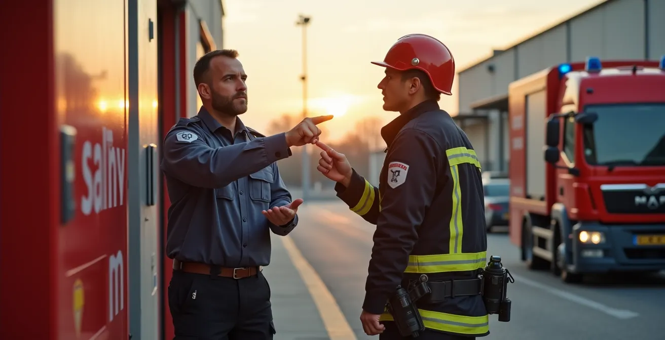 Übersicht eines Werksgeländes mit markierten Rettungswegen