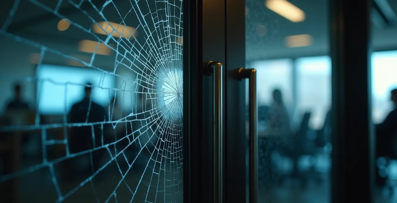 Vergleich Sicherheitsglas und Rahmenverstärkung an Bürofenster