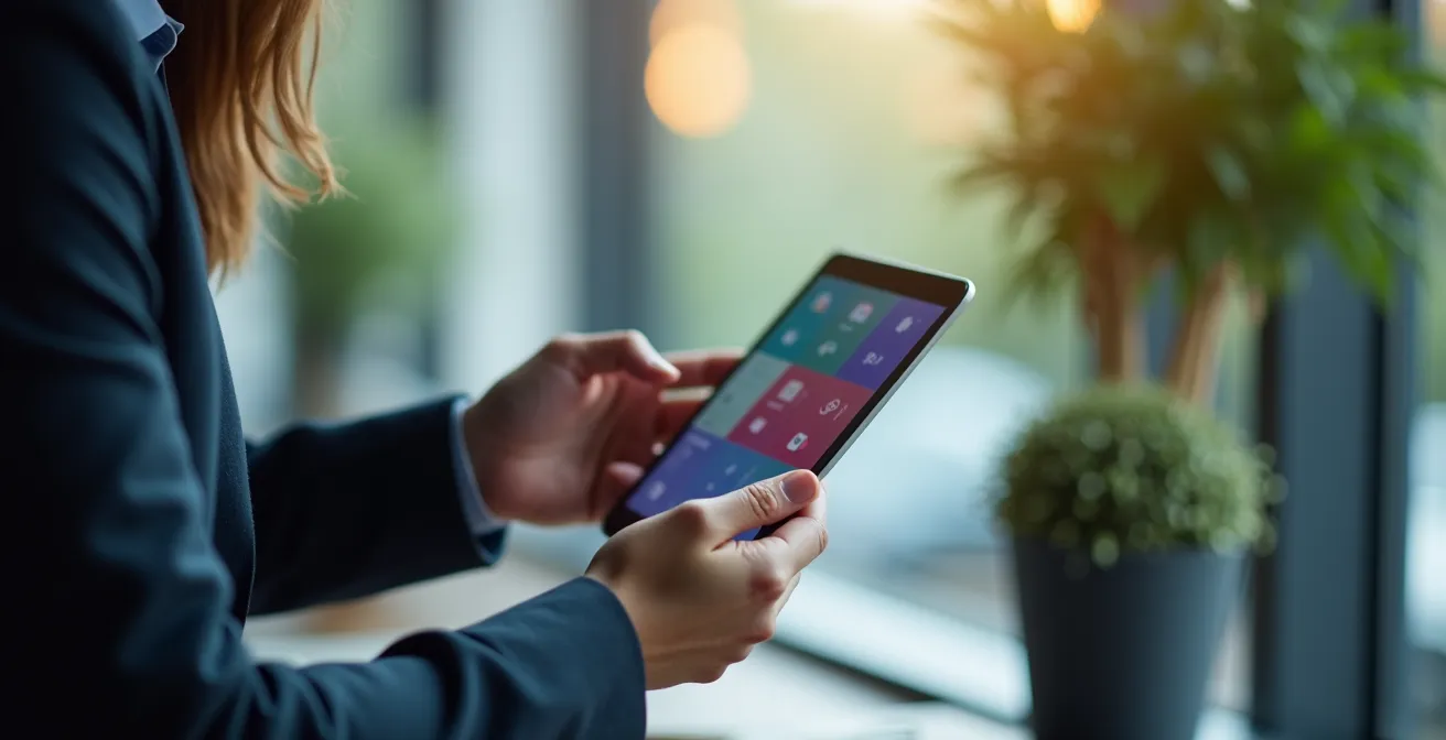 Mitarbeiter nutzt Self-Service-Portal für Zugriffsanfragen auf Tablet