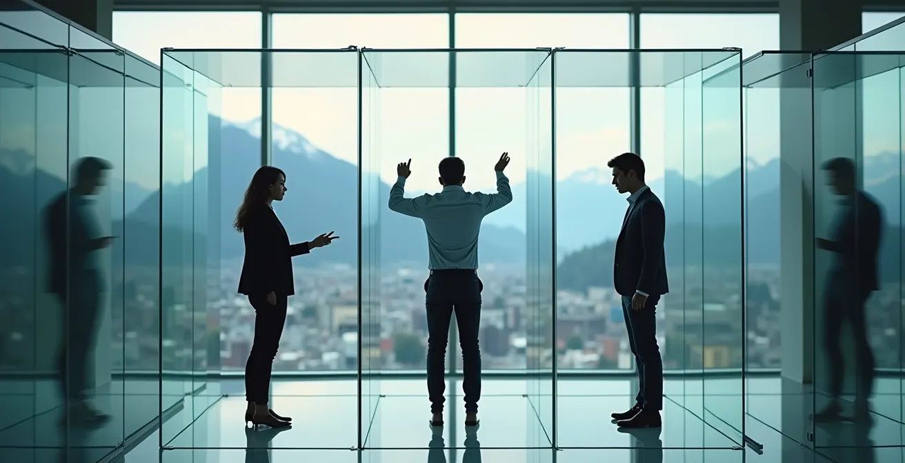 Visualisierung der versteckten Kosten isolierter Sicherheitsabteilungen in einem modernen Schweizer Büro.