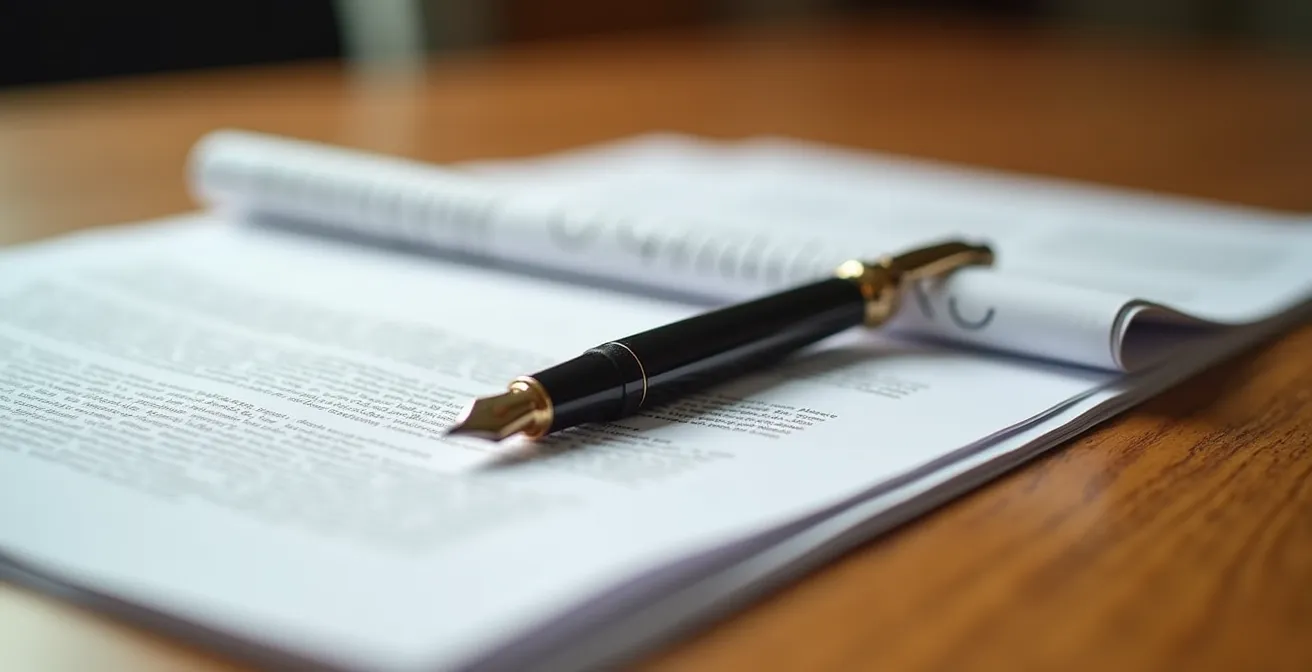 Detailaufnahme von Geschäftsdokumenten auf Konferenztisch